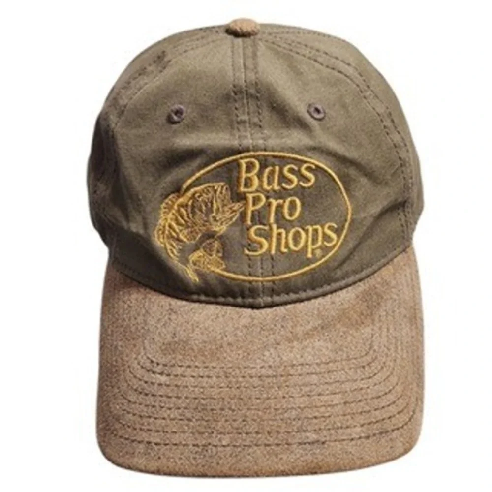 Bass Pro‎ Shops Men Olive Green Tan Two Tone Adjustable Fishing Logo Dad Hat